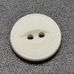 Пластиковые кнопки два отверстия, плоско-круглые, белые, 15x3 мм, отверстие : 1.5 мм