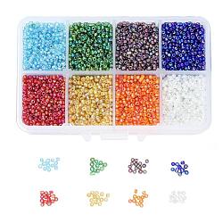 1 boîte 12/0 perles de graines de verre couleurs transparentes arc-en-ciel lisse spacer minuscules perles de graines de verre, couleur mixte, 2mm, Trou: 1mm, environ 12500 pcs / boîte