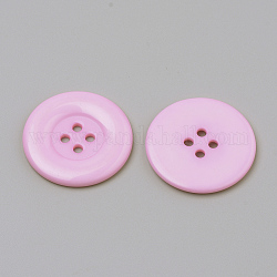 Boutons acryliques avec 4 trou, plat rond, rose, 34x3mm, Trou: 3mm