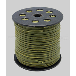 Cable coreano de imitación de gamuza, encaje de imitación de gamuza, con cuero de la PU, oliva, 3x1.5mm, Aproximadamente 100 yardas / rollo (300 pies / rollo)