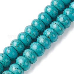 Kunsttürkisfarbenen Perlen Stränge, gefärbt, Rondell, dunkeltürkis, 13.5x8.5 mm, Bohrung: 1.5 mm, ca. 48 Stk. / Strang, 16.61'' (42.2 cm), ca. 4 Stränge / 500 g