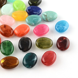 Perles acryliques ovales d'imitation pierre précieuse, couleur mixte, 19x15x7mm, Trou: 2mm