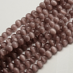 Katzenaugen-Perlen, Runde, rosigbraun, 12 mm, Bohrung: 1.5 mm, ca. 32 Stk. / Strang, 14.5 Zoll