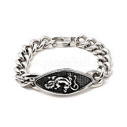 304 losange en acier inoxydable avec bracelet à maillons léopard avec gourmettes pour hommes femmes, couleur inoxydable, 8-5/8 pouce (22 cm)