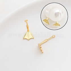 Brass Head Pins, for Ghost Witch Baroque Pearl Making, Duck Webs Shape, Real 18K Gold Plated, 10x9mm