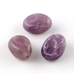 Perles acryliques ovales d'imitation pierre précieuse, orchidée noire, 18x13x9.5mm, Trou: 2mm, environ 310 pcs/500 g