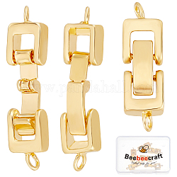 Beebeecraft 1 Box 6 Sets Brass Fold Over Clasps 0.9x0.3Inch Necklace Bracelet Jewelry Extender Golden Foldover Extension Clasp with Holes for DIY Craft
