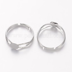 Componenti anello di barretta di ottone regolabile, risultati anello pad, nichel libero, colore platino, 18mm diametro interno , vassoio: 6mm