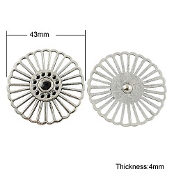 Tibetan Style Cabochon Settings, Cadmium Free & Lead Free, Flat Round, Antique Silver, 43x4mm, Hole: 11x3mm, Fit for 2~5mm Rhinestone