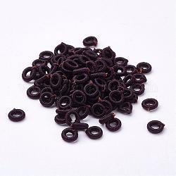 Polyester Weave Beads, Ring, Coconut Brown, 6x2mm, Hole: 3mm, about 200pcs/bag