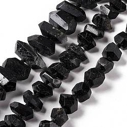 Natürliche schwarze Turmalin Perlen Stränge, facettiert, Nuggets, 14~29x12~14x10~11.5 mm, Bohrung: 1.6 mm, ca. 33~39 Stk. / Strang, 17.13~18.11 Zoll (43.5~46 cm)
