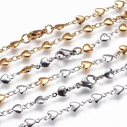 304 Stainless Steel Chain Necklaces, with Lobster Claw Clasps, Heart, Mixed Color, 17.9 inch(45.5cm)