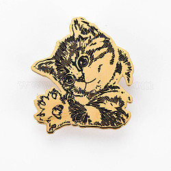 Spilla gatto, 201 spilla con animali in acciaio inossidabile per abiti da zaino,  nichel& piombo libero, oro, 36x44x7mm, ago :0.7mm