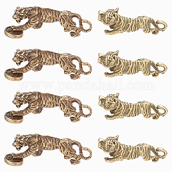 Superfindings 8pcs 2 pendentifs en alliage de style tibétain de style, tigre, bronze antique, 43~49x11~15x14.5~18mm, Trou: 2.5~4.5mm, 4 pièces / style