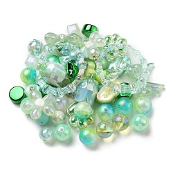Perles acryliques, formes mixtes, verte, 8~51x8~51x6~27.5mm, Trou: 1.8~3.8mm, environ 163 pcs/380.2 g, 380.2 g / sac