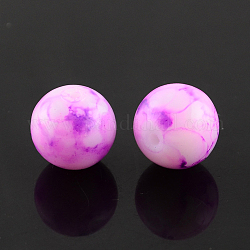 Spray Painted Glass Bead Strands, Round, Orchid, 10mm, Hole: 1.3mm, about 80pcs/strand, 31.4inch