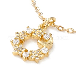 Halskette mit Mond- und Sternanhänger aus klarem Zirkonia, 304 Edelstahlschmuck für Damen, golden, 17.72 Zoll (45 cm)