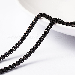 3.28 pie 304 cadenas de acero inoxidable venetain, cadenas de caja, sin soldar, electroforesis negro, 2.5x1.2mm