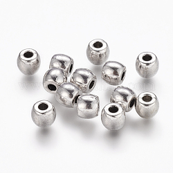 Tibetischer stil legierung perlen, Bleifrei und cadmium frei, Fass, Antik Silber Farbe, 6x5 mm, Bohrung: 2.5 mm