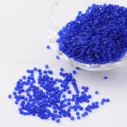 12/0 seme di vetro rotondo smerigliato, blu, misura:circa2mm di diametro, foro:1mm, circa 3304pcs/50g