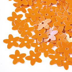 Ornament Accessories, PVC Plastic Paillette/Sequins Beads, Flower, Dark Orange, 9.5~10x10x0.4mm, Hole: 1.2mm, about 30000pcs/500g