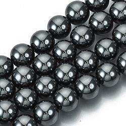 Chapelets de perles en hématite synthétique sans magnétiques, Grade a, ronde, 10mm, Trou: 2mm, Environ 40 pcs/chapelet, 15.5 pouce