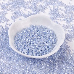 MGB Matsuno Glass Beads, Japanese Seed Beads, 8/0 Ceylon Seed Beads, Glass Round Hole Seed Beads, Light Steel Blue, 3x2mm, Hole: 1mm, about 14000pcs/bag, 450g/bag