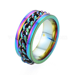 201 перстень-цепочка из нержавеющей стали для женщин, Радуга цветов, внутренний диаметр: 17 мм
