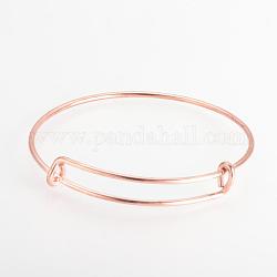 Fabricación de brazalete extensible de latón ajustable, Sin cadmio y níque y plomo, oro rosa, 2-3/4 pulgada (70 mm)