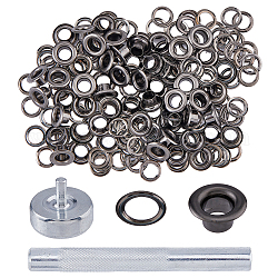 SUPERFINDINGS 1 Set Iron Hole Puncher, Grommet Punch Die, with 300 Sets 201 Stainless Steel Grommet Eyelet Findings, Eyelet Replacement Tools Set, Gunmetal & Silver, 84mm, Hole: 5mm
