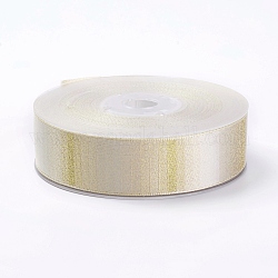 Ruban satin polyester double face, avec couleur or métallique, jaune verge d'or clair, 5/8 pouce (16 mm)