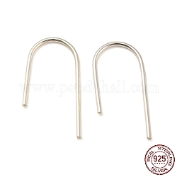 925 Sterling Silver Earring Hooks, Ear Wire No Loop, with S925 Stamp, Silver, 17.5x8x0.7mm
