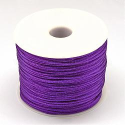 Filo nylon, cordoncino di raso rattail, viola scuro, 1.5mm, circa 100 yard / roll (300 piedi / roll)