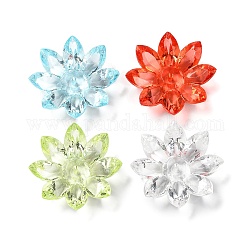 Transparent Acrylic Beads Caps, Flower, Mixed Color, 31x31x9mm, Hole: 1.8mm, about 146pcs/500g