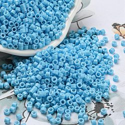 Perle di vetro per la cottura di vernici, cilindro, cielo blu, 2.5x2mm, Foro: 1.4 mm, circa 45359pcs/libbra