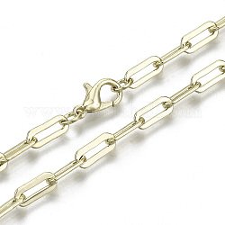 Büroklammerketten aus Messing, gezeichnete längliche Kabelketten Halskette machen, mit Karabiner verschlüsse, Licht Gold, 17.71 Zoll (45 cm) lang, Link: 4x10 mm, Sprungring: 5x1 mm