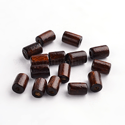 Natural Wood Beads, Tube, Lead Free, Dyed, Coconut Brown, 8x5mm, Hole: 2mm, about 14000pcs/1000g