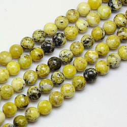 Brins de perles turquoise jaune naturel (jaspe), ronde, 6mm