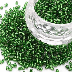 Perline di tromba in vetro, argento rivestito, verde, 1.8~2.2x1.8~2mm, Foro: 0.8~0.9 mm, circa 15000pcs/libbra