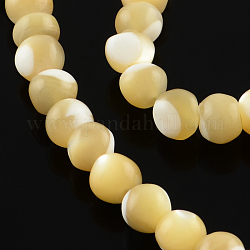 Chapelets de perles de coquille de mer naturelles rondes, blé, 4mm, Trou: 0.5mm, Environ 105 pcs/chapelet, 15.75 pouce