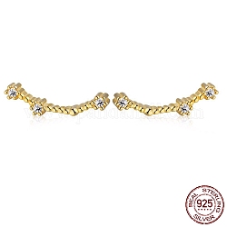 Sternbild-Ohrstecker aus kubischem Zirkon, 925 goldene Ohrringe aus Sterlingsilber, Fische, 11.5x4 mm