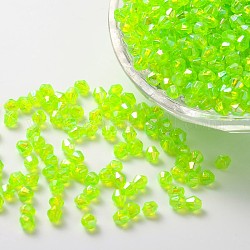 Bicone ab farbbeschichtete umweltfreundliche transparente Acrylperlen, grün gelb, 4x4 mm, Bohrung: 1 mm, ca. 16600 Stk. / 500 g