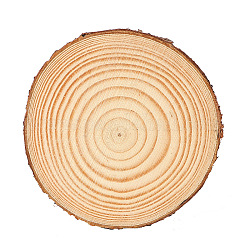 Fette di legno di pino naturale tonde piatte, con corteccia, per artigianato in legno, Burlywood, 4~5x0.5cm