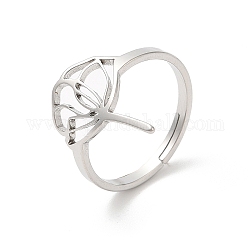 304 anello regolabile in loto cavo in acciaio inossidabile, colore acciaio inossidabile, misura degli stati uniti 6 (16.5mm)