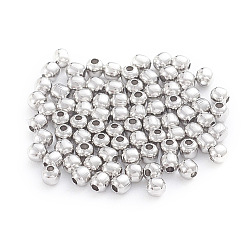 Perles en 304 acier inoxydable, rond et creux, couleur inoxydable, 2x2mm, Trou: 0.8mm, environ 500 pcs / sachet 
