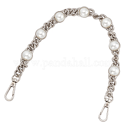 Manici per borse in alluminio e lega, con perline in plastica abs, platino, 36~38cm