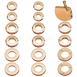 Wadorn 18 piezas 3 estilo aleación ojal ojales fornituras, atornillar el anillo del ojal, para hacer bolsas, la luz de oro, 2.1~3x0.5~0.7 cm, agujero: 10.5~16 mm, 6 piezas / style