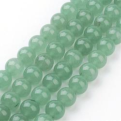 Chapelets de perles en pierre gemme naturelle, ronde, aventurine verte, environ 10 mm de diamètre, Trou: 1mm, 39 pcs / chapelet, 15.5 pouce