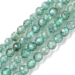 Chapelets de perles en apatite naturelle, facette, ronde, 3~3.5mm, Trou: 1mm, Environ 110~114 pcs/chapelet, 15.28~15.55 pouce (38.8~39.5 cm)