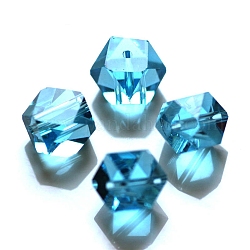 Имитация австрийских кристаллов, класс AAA, граненые, безугловые кубические бусины, глубокое синее небо, 6x5.5x5.5 мм, отверстие : 0.7~0.9 мм